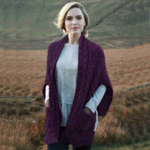 Traditional Irish Wool Wrap – Purple Heather