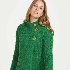 Three Button Sweater For Women – Kelly Green
