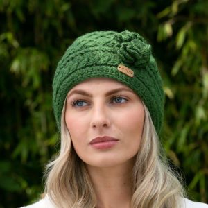 Aran Winter Trellis Beanie – Green