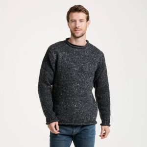Irish Roll-Neck Fisherman Sweater – Gray