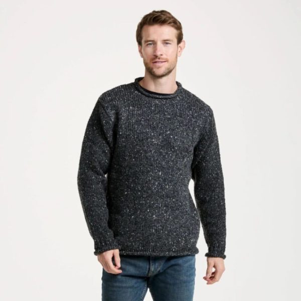 Irish Roll-Neck Fisherman Sweater – Gray