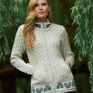 Aran Wool Cardigan with Zipper – Shamrock